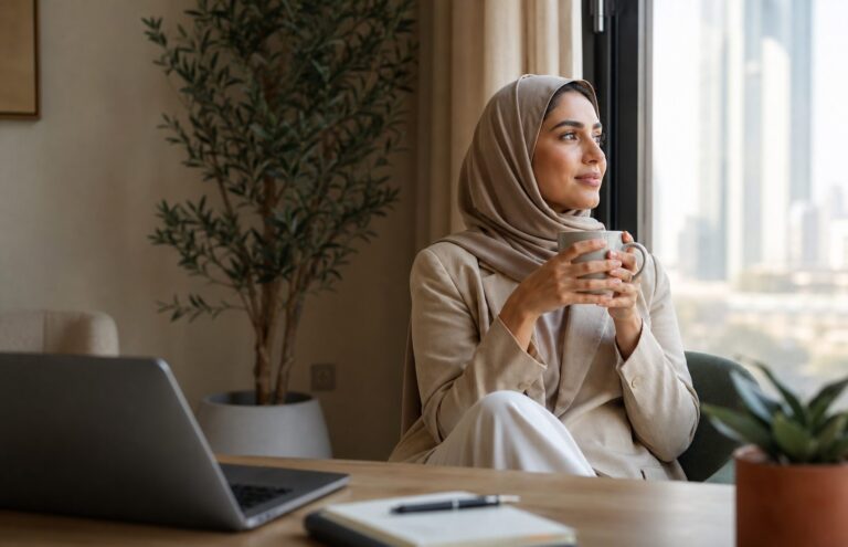 A professional taking a restorative pause during burnout recovery
